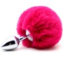LOVETOY Tail Rabbit Small Серебряная втулка с розовым хвостиком, l=6,8см, d=2,8см